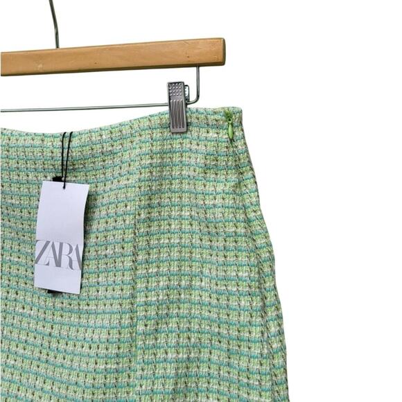 Zara Chic Green Tweed Skirt - Picture 4 of 5
